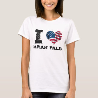 Camiseta Mim coração Sarah Palin (bandeira dos E.U.)