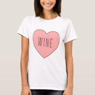 Camiseta Mim divertimento do rosa do vinho do coração