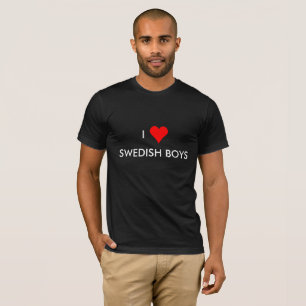 Camiseta mim meninos do sueco do coração