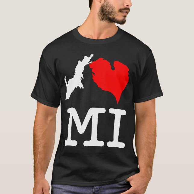 Camiseta Mim obscuridade do MI do ♥ (coração Michigan de (Frente)