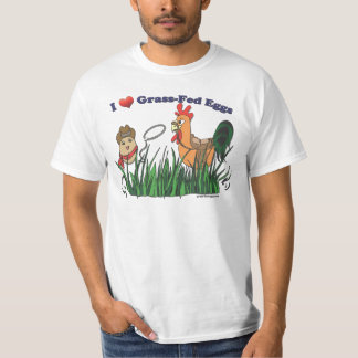 Camiseta Mim ovos de Grama-Fed do coração