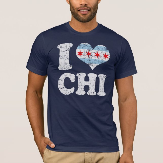 Camiseta Mim QUI da bandeira de Chicago do coração (Frente)
