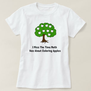 Camiseta Mim senhorita Tempo Matemática Ser sobre maçãs