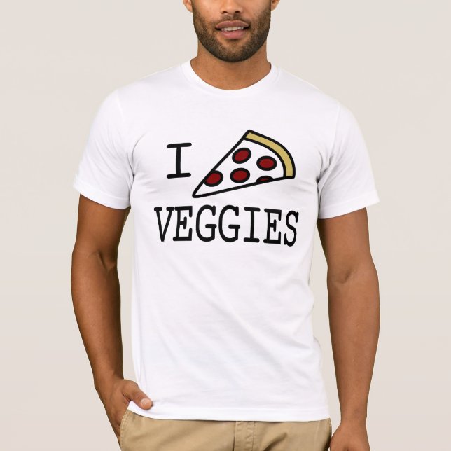Camiseta Mim vegetarianos da pizza (Frente)