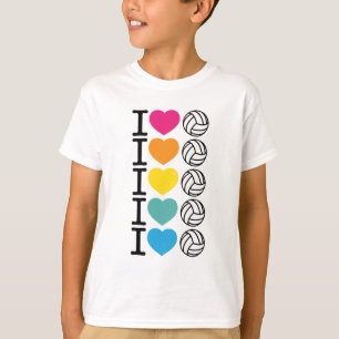 Camiseta Mim voleibol do coração - arco-íris