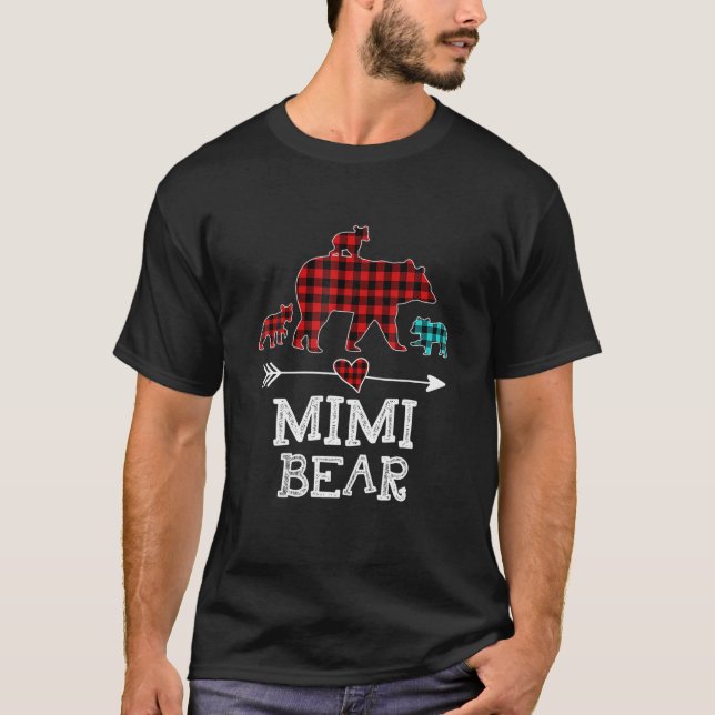 Camiseta Mimi Bear Christmas Pajama Red Xadrez Buffalo (Frente)