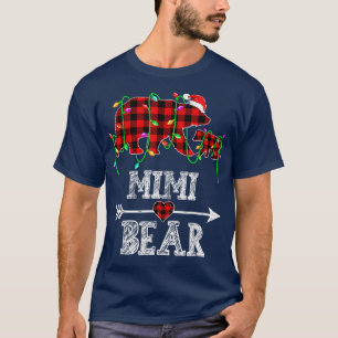 Camiseta Mimi Bear Christmas Pajama Red Xadrez Buffalo Fami