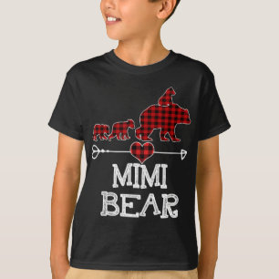 Camiseta Mimi Bear Christmas Pajama Red Xadrez Buffalo Fami