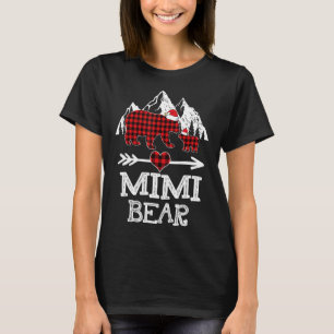 Camiseta Mimi Bear Christmas Pajama Red Xadrez Buffalo Fami