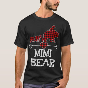 Camiseta Mimi Bear Christmas Pajama Red Xadrez Buffalo Fami