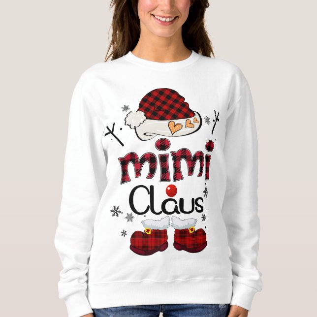 Camiseta Mimi Claus Red Xadrez Avó Gift (Frente)
