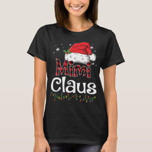Camiseta Mimi Claus Santa Hat Xadrez Vermelha Buffalo Natal