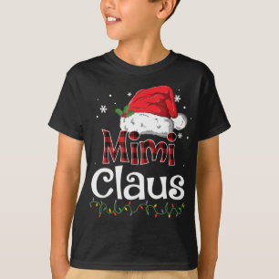 Camiseta Mimi Claus Santa Hat Xadrez Vermelha Buffalo Natal