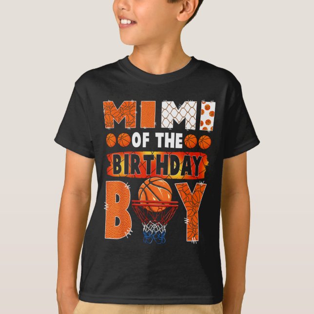 Camiseta Mimi do Menino de Aniversário Fã de Basquete Combi (Frente)