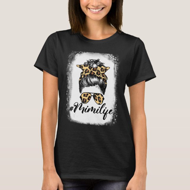 Camiseta Mimi Life Leopard Messy Bun Mimi Life Bleached Tee (Frente)
