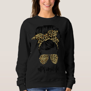 Camiseta Mimi Life Messy Hair Bun Leopard Mulheres Mãe S Da