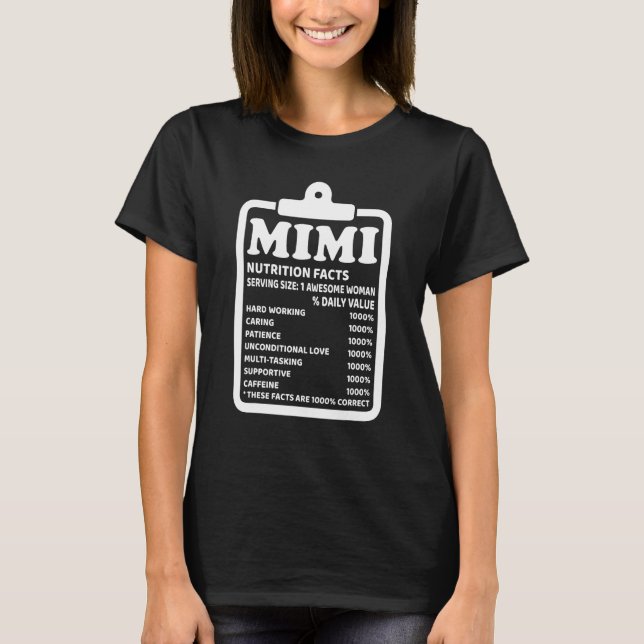 Camiseta Mimi Nutritional Facts  Grandma (Frente)