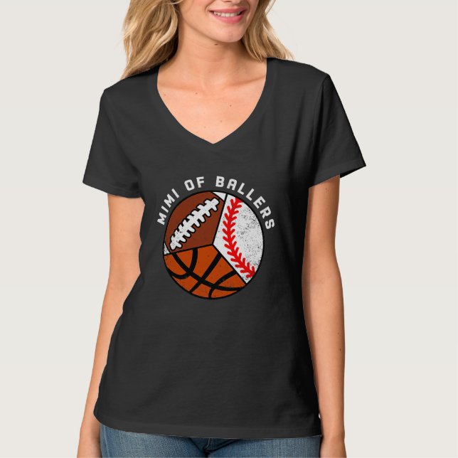 Camiseta Mimi Of Ballers Baseball Basketball Football Mimi (Frente)