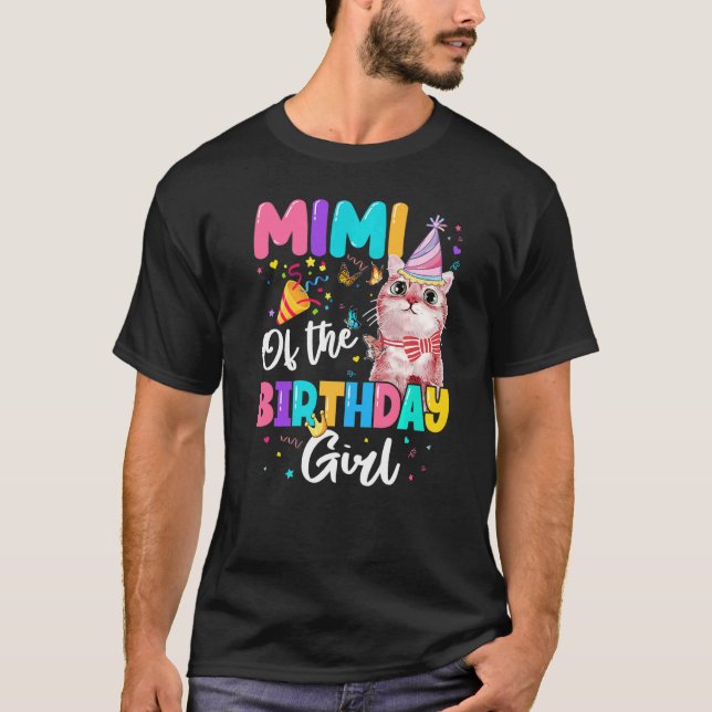 Camiseta Mimi Of The Birthday Girl Cat Kitten Theme Family  (Frente)