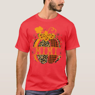 Camiseta Mimis Pumpkin Leopardo Xadrez de girassol Avó Tha