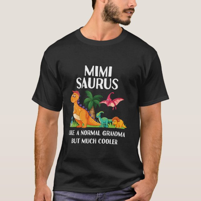 Camiseta Mimisaurus Mimi Avó Saurus Mulheres Dinossauro Mat (Frente)