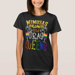 Camiseta Mimosas Brunch E Drag Queens Bebendo LG Lésbica