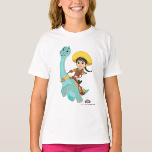 Camiseta Min & Clover   Feliz Cowgirl e Brontosaurus Ride