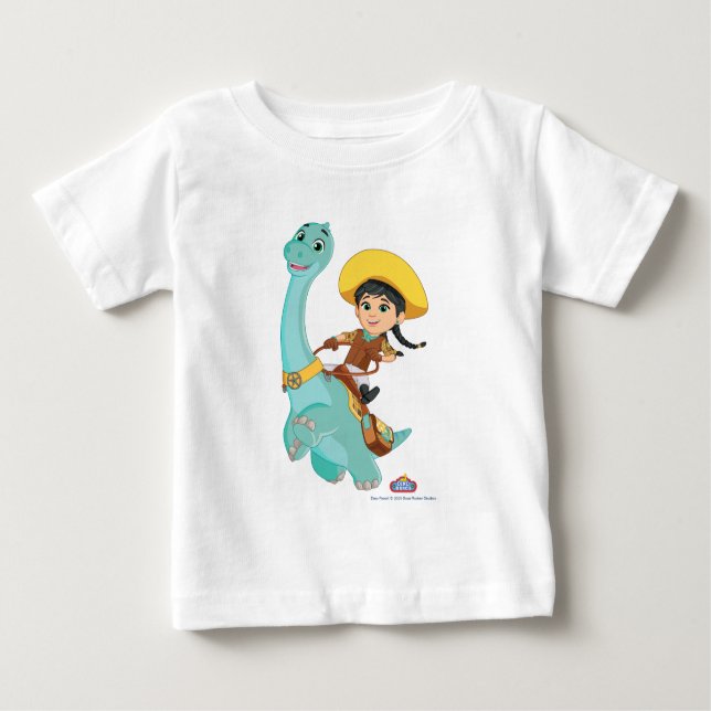 Camiseta Min & Clover | Feliz Cowgirl e Brontosaurus Ride (Frente)