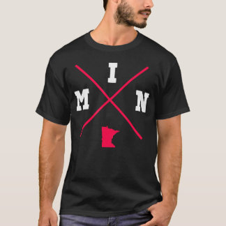 Camiseta Min Minnesota Red State Outline