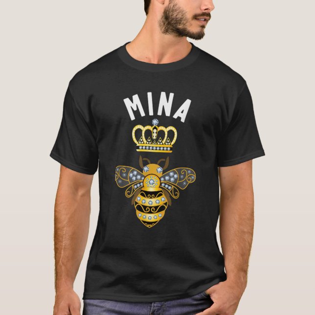 Camiseta Mina Nome Mina Aniversário Presente Rainha Coroa A (Frente)