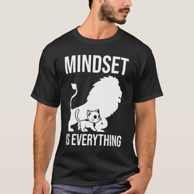 Camiseta Mindset é Tudo - Motivação do Leão Cat (Frente)