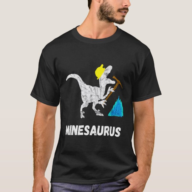 Camiseta Mine Dinosaurs Gold Coal Miner Dino Mining T-Rex (Frente)
