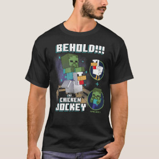 Camiseta Minecraft Behold O Zumbi Cavaleiro de Galinha Liga