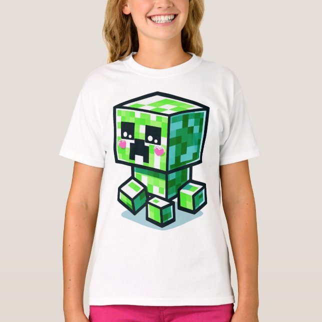 Camiseta Minecraft Creeper, Cute, Minecrafter, raparigas Ka (Frente)