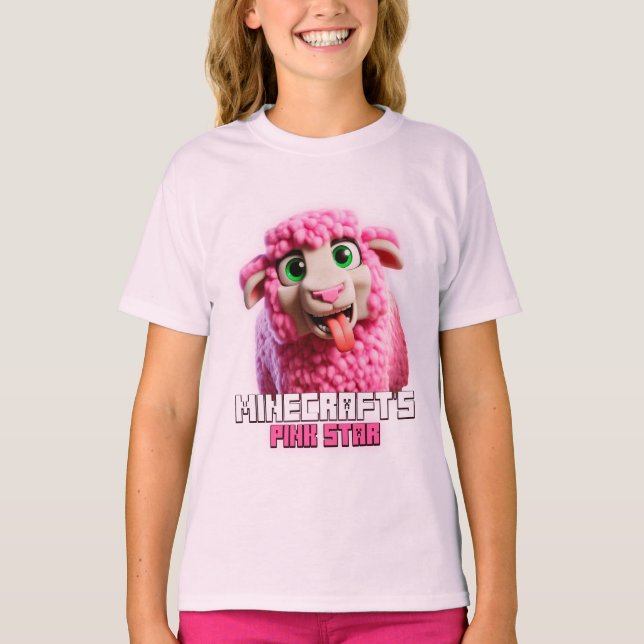 Camiseta Minecraft Pink Shep, Minecrafter, Bonito, Engraçad (Frente)
