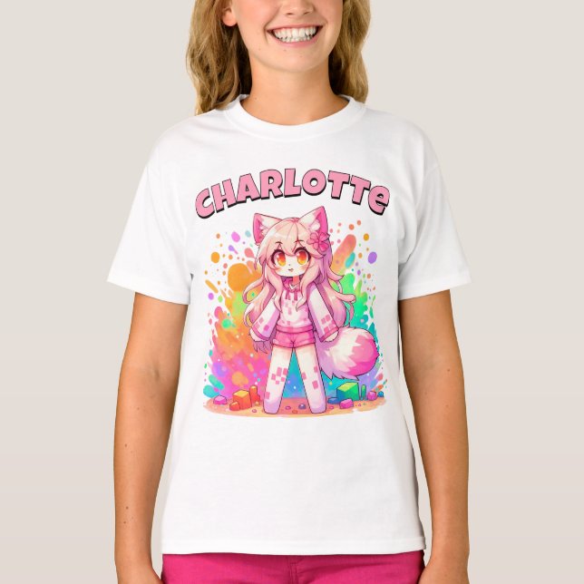 Camiseta Minecrafter Nome Personalizado Minecraft Rosa Game (Frente)