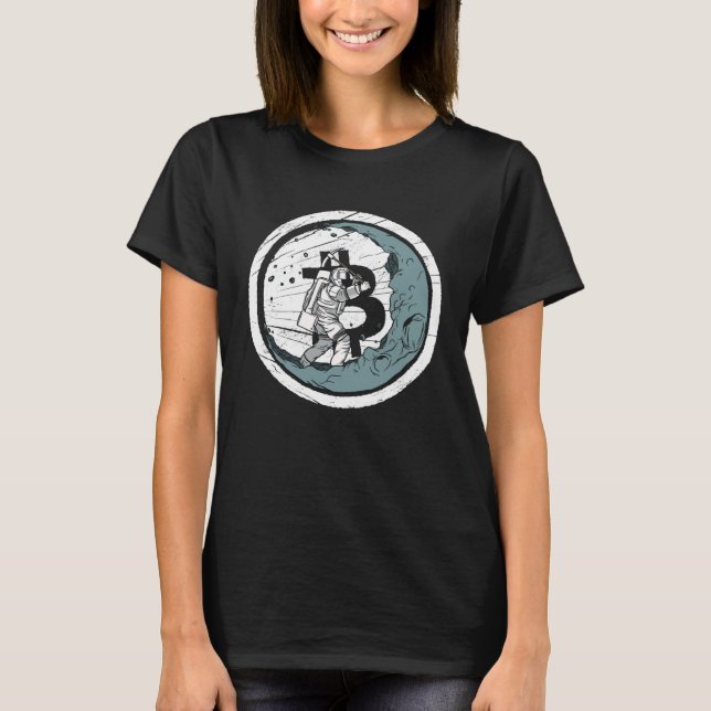 Camiseta Mineração de Bitcoin na Lua Criptomoeda BTC Minera (Frente)