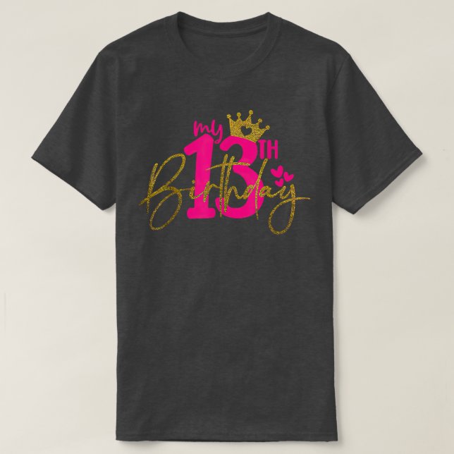 Camiseta Minha 13 Birthday Girl 13 Anos De Festa de anivers (Frente do Design)