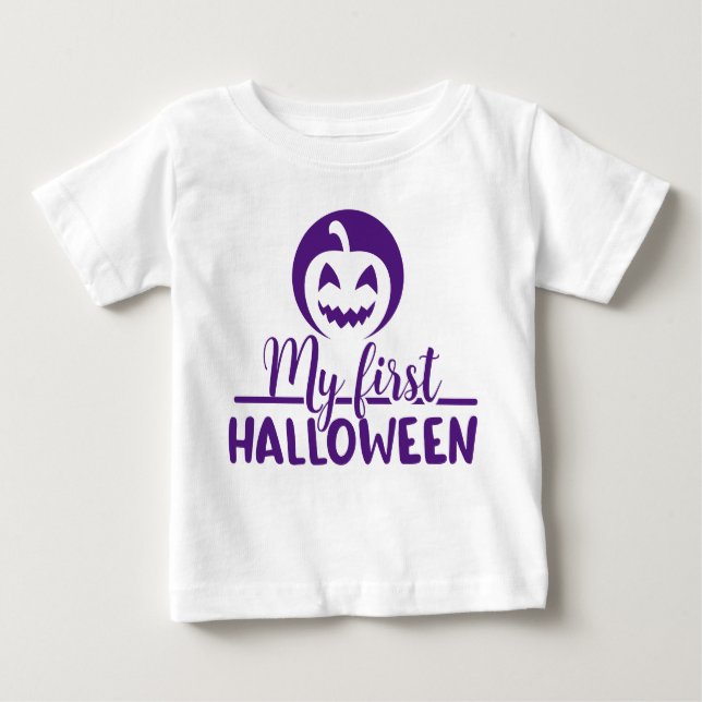 Camiseta Minha abóbora de 1rua de Halloween assustada (Frente)