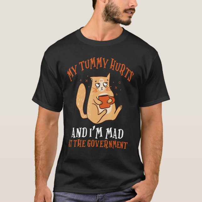 Camiseta Minha Barriga Dói E Estou com Raiva   Gato de Hall (Frente)
