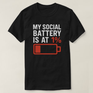 Camiseta Minha Bateria Social está em 1% - Humor de Introve