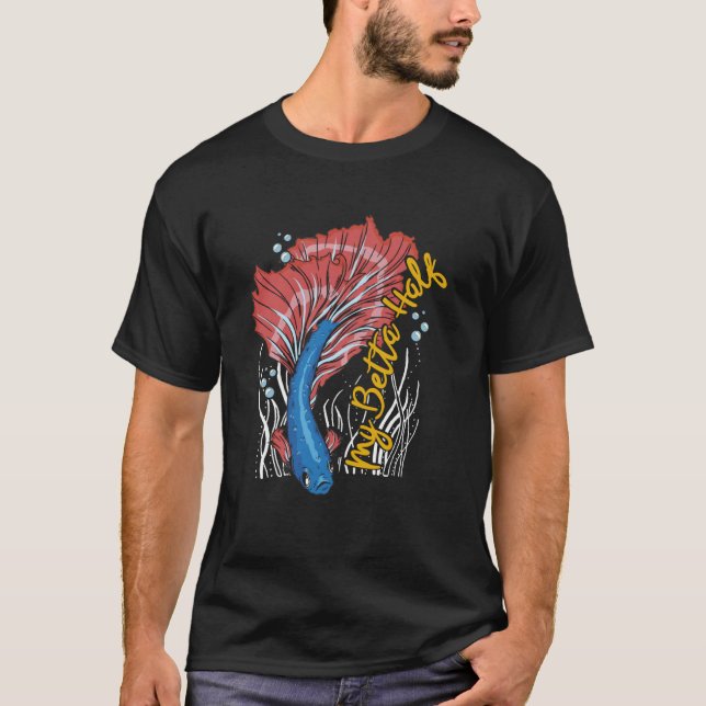 Camiseta Minha Betta Half Aquarium Peixes Tanque de Peixes (Frente)