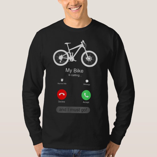 Camiseta Minha bicicleta está ligando e eu tenho que ir (Frente)