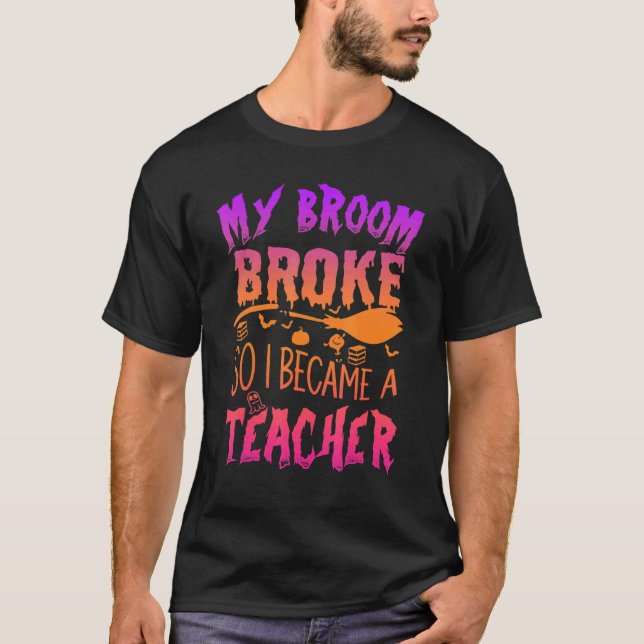 Camiseta Minha Broom Quebrou Então Agora Sou A Bruxa De Hal (Frente)
