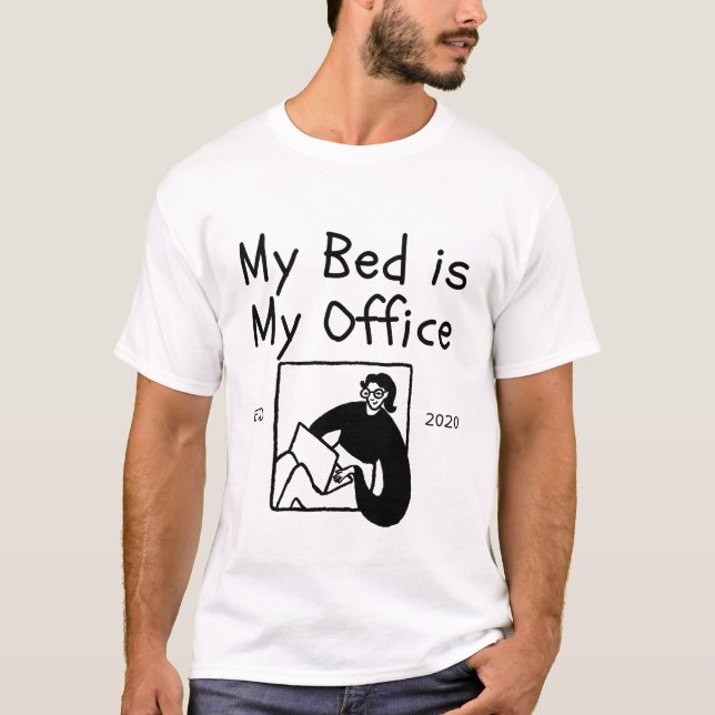 Camiseta Minha cama é o meu escritório (Frente)