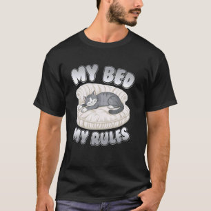 Camiseta Minha Cama Minhas Regras Divertido Humorístico Gat