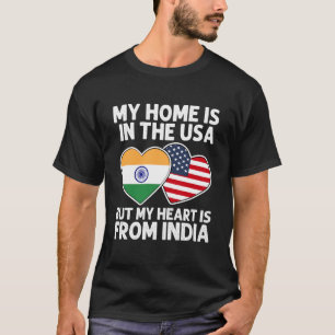 Camiseta Minha Casa EUA Meu Coração Índia Orgulho Indiano A