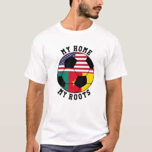Camiseta Minha casa Meu futebol de bandeiras de Camarões