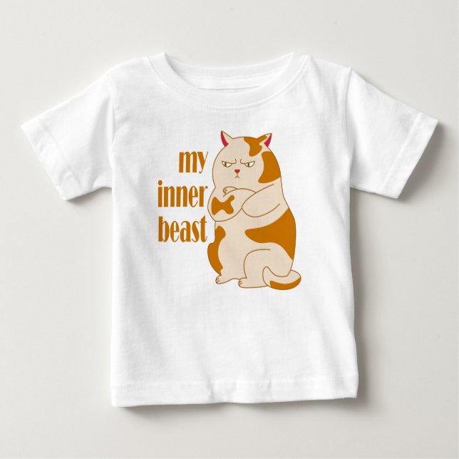 Camiseta Minha citação motivadora de gato preguiçoso e gord (Frente)