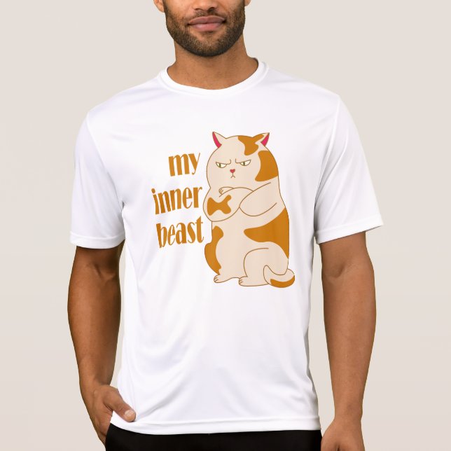 Camiseta Minha citação motivadora de gato preguiçoso e gord (Frente)
